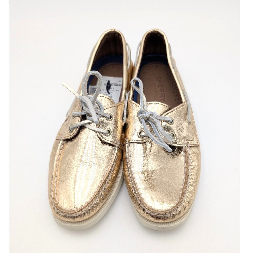 Sperry Authentic Original 2 Eye Boat Shoes Round Toe Women's Gold Size US8 EU39 - Picture 9 of 10